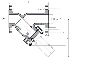 GL41W不锈钢法兰Y型过滤器结构图.jpg